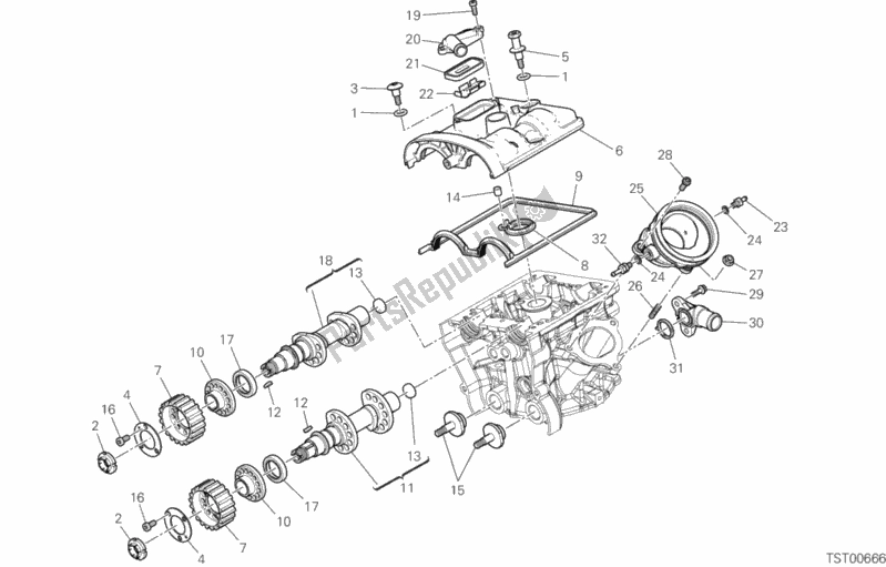 Alle onderdelen voor de Verticale Cilinderkop - Timing van de Ducati Multistrada 950 Thailand 2020